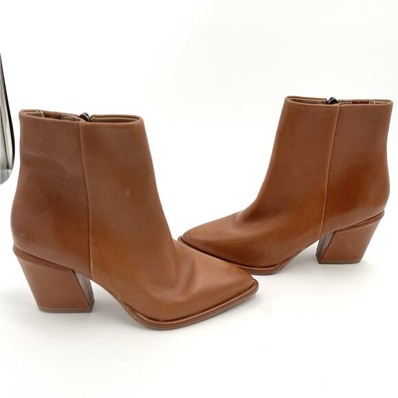 Blondo Emmalyn Waterproof 6M Brown Tan Leather Zip Ankle Boots Booties - Picture 5 of 13